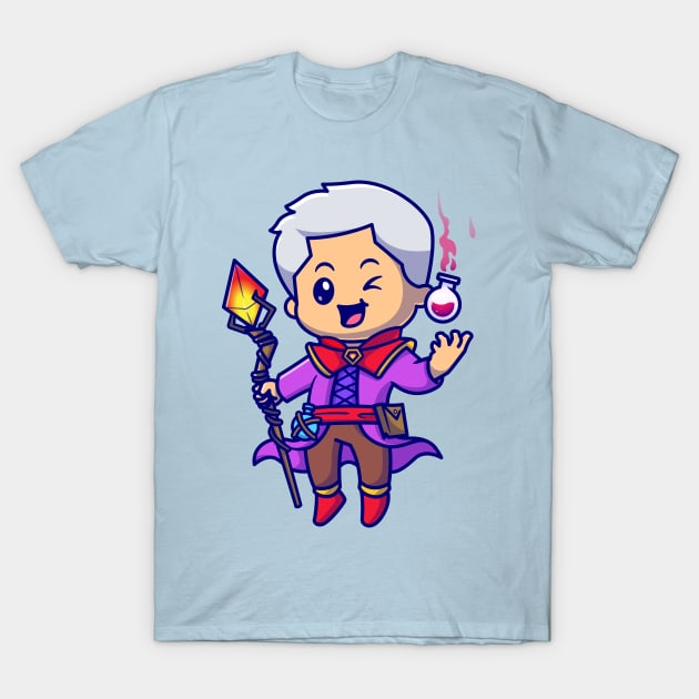 Cute Boy Witch Cartoon T-Shirt by Catalyst Labs